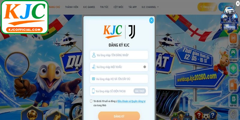 Các bước thao tác giúp người chơi đăng ký KJC dễ dàng